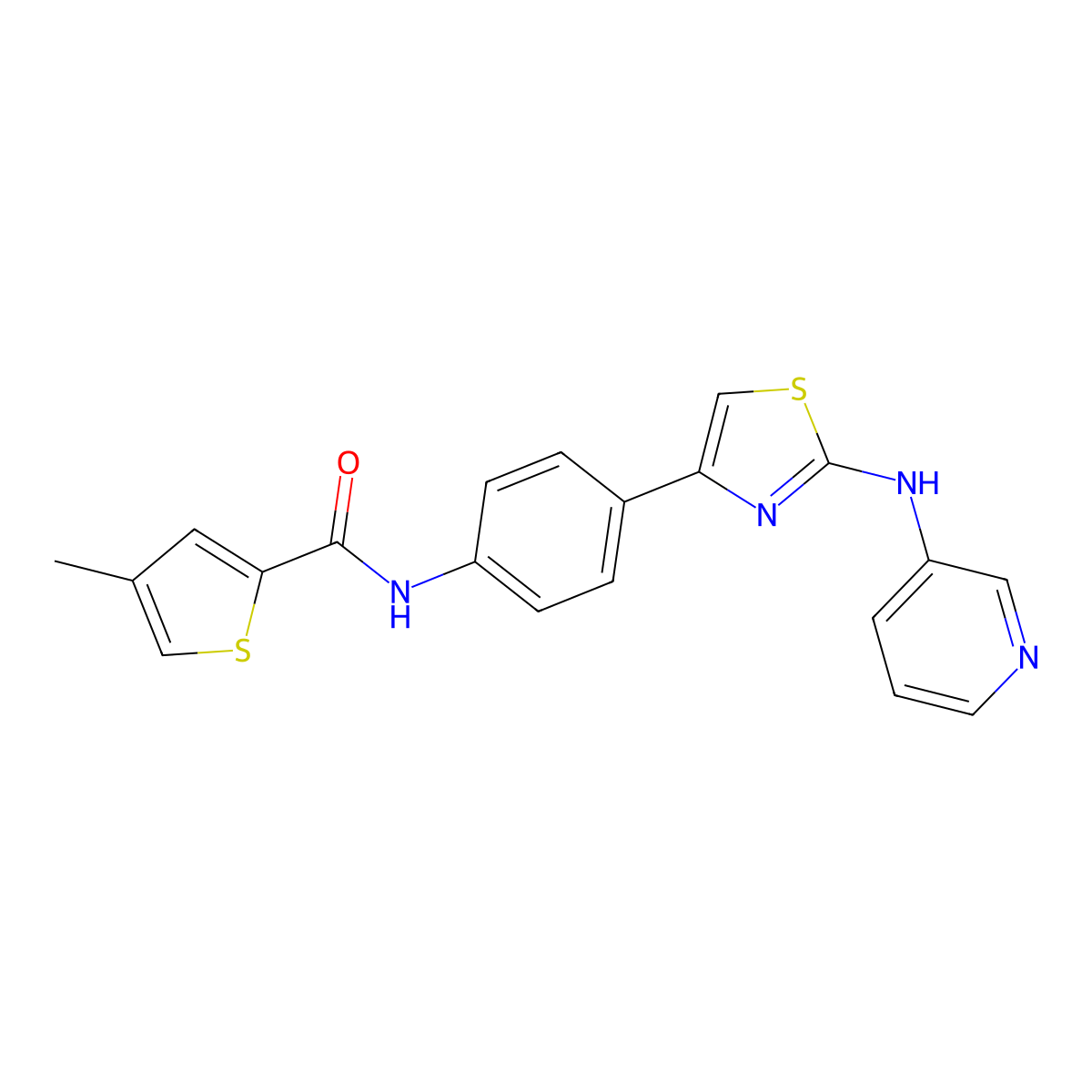 4-methyl-N-(4-(2-(pyridin-3-ylamino)thiazol-4-yl)phenyl)thiophene-2-carboxamide molecular structure, CAS 1797160-73-6