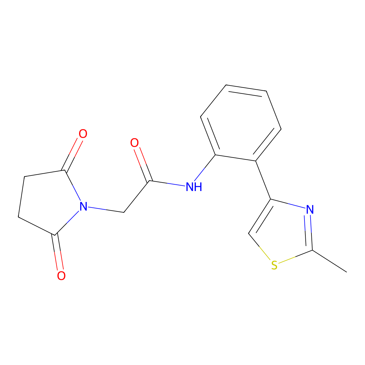 2-(2,5-dioxopyrrolidin-1-yl)-N-(2-(2-methylthiazol-4-yl)phenyl)acetamide molecular structure, CAS 1797160-81-6