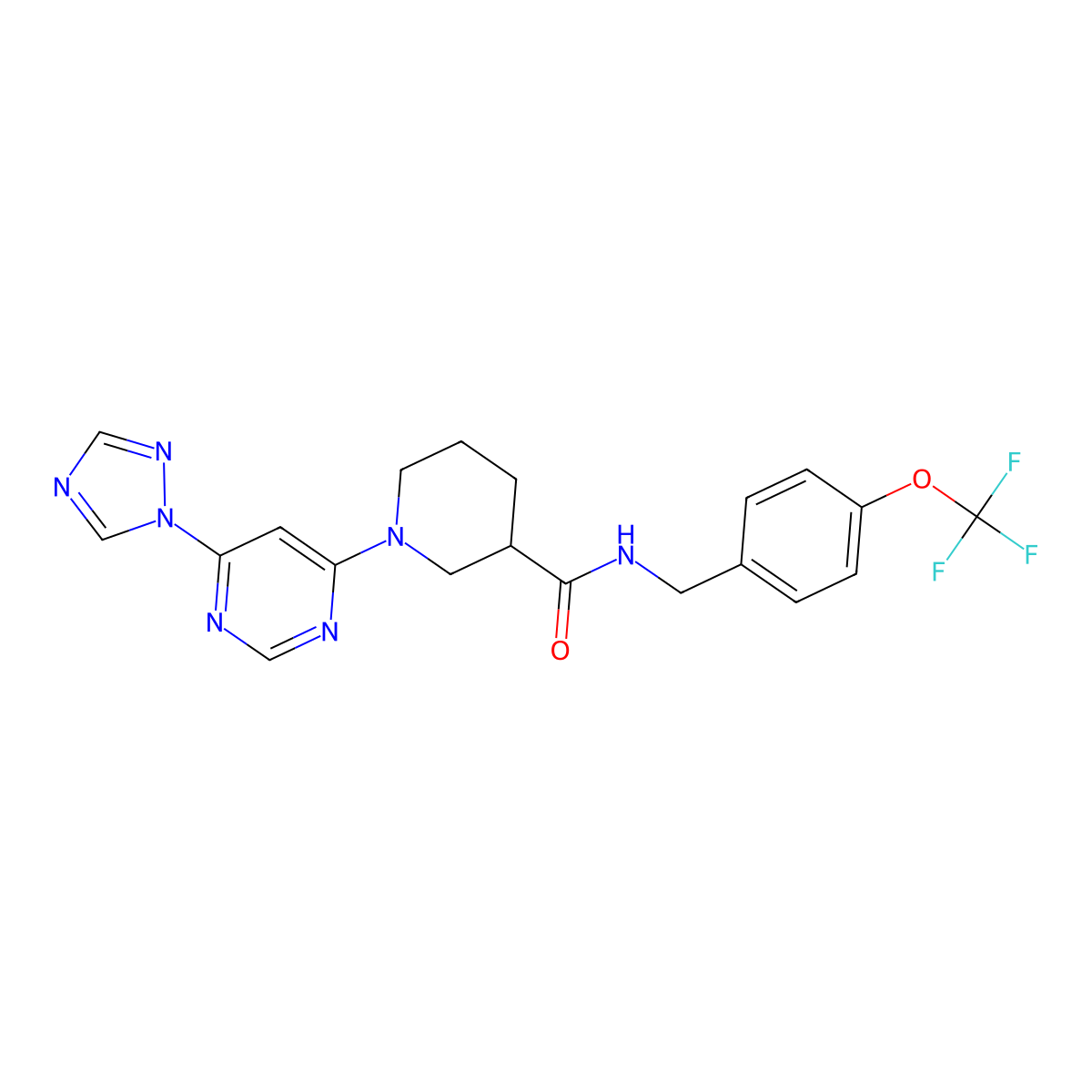 1-(6-(1H-1,2,4-triazol-1-yl)pyrimidin-4-yl)-N-(4-(trifluoromethoxy)benzyl)piperidine-3-carboxamide molecular structure, CAS 1797160-82-7