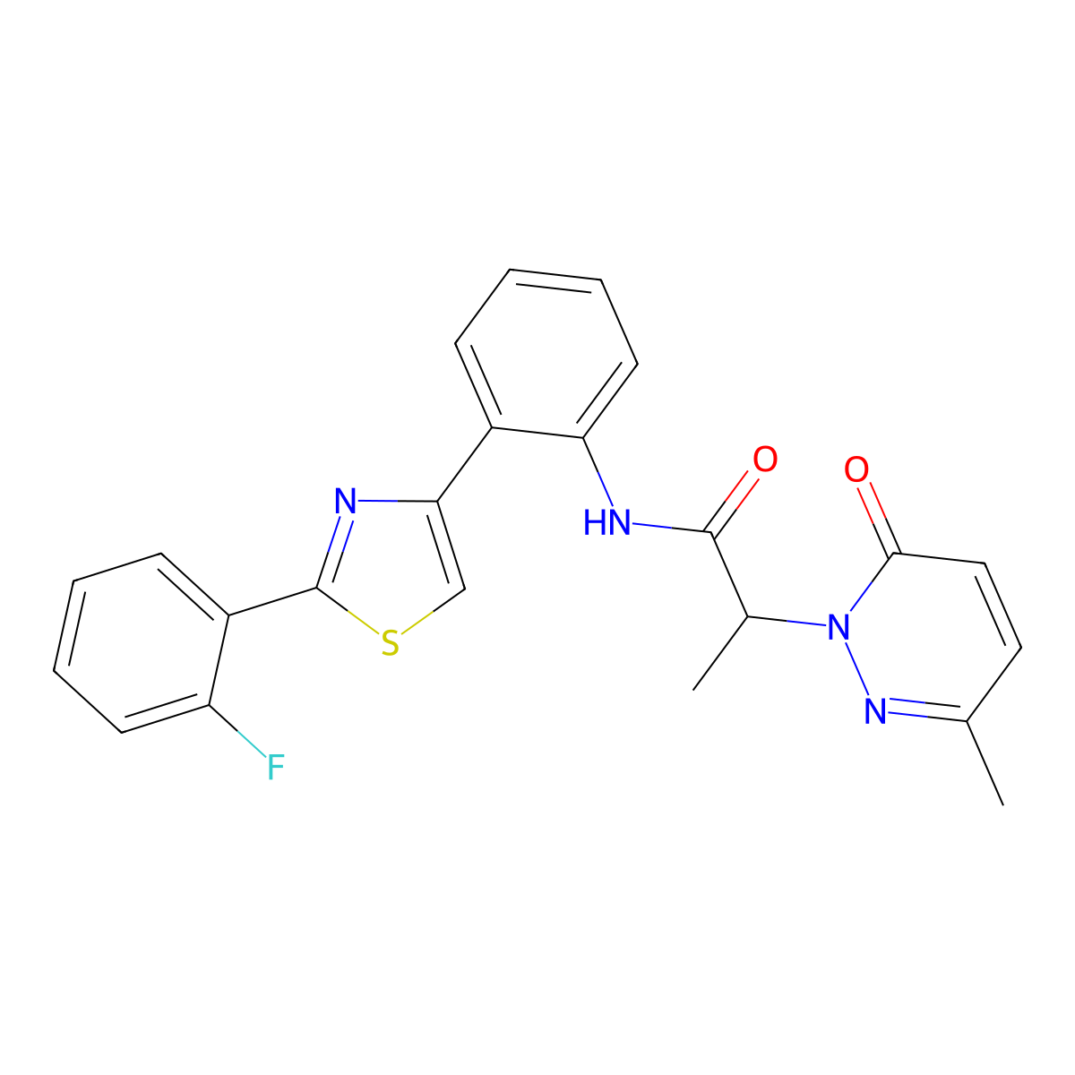 N-(2-(2-(2-fluorophenyl)thiazol-4-yl)phenyl)-2-(3-methyl-6-oxopyridazin-1(6H)-yl)propanamide molecular structure, CAS 1797160-88-3