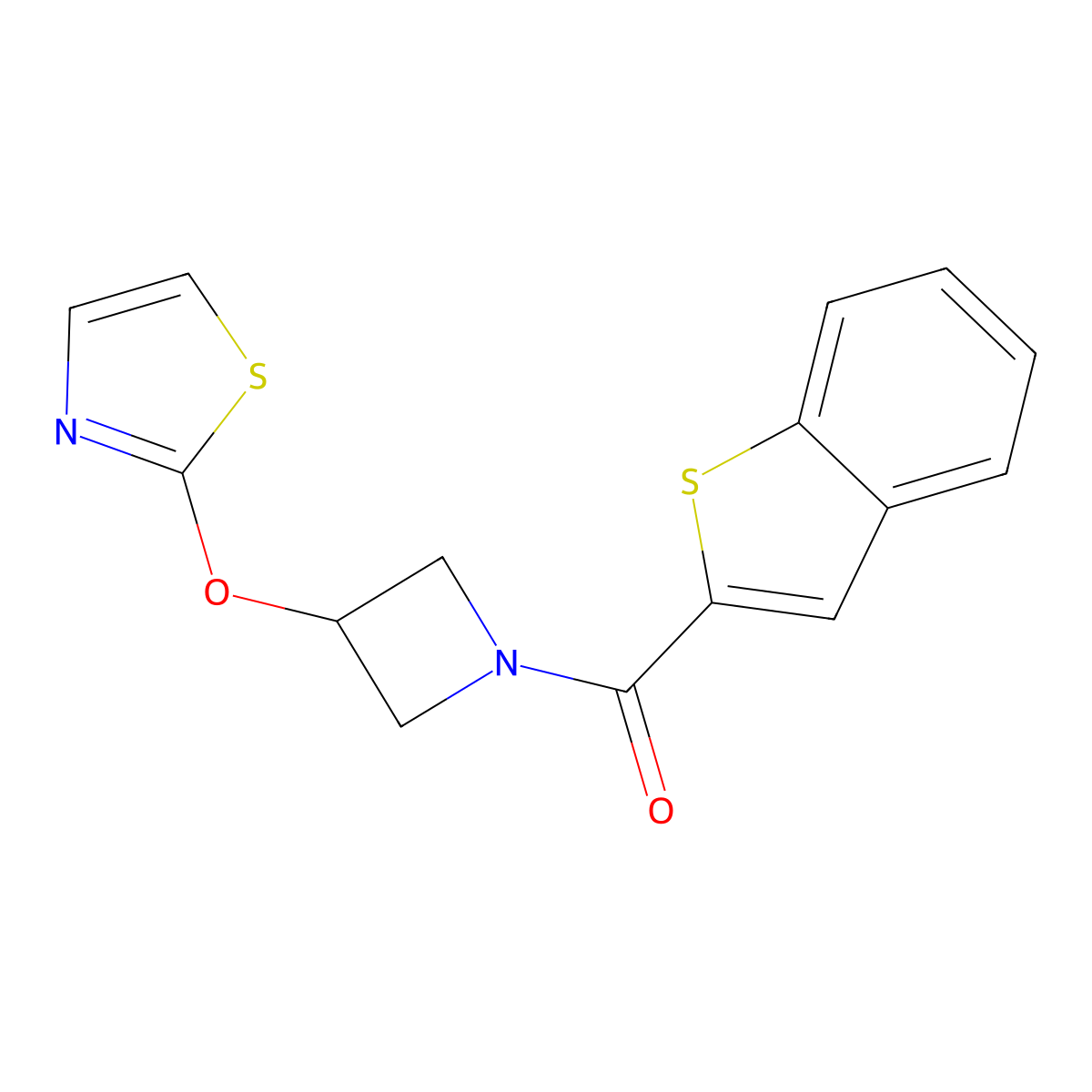 Benzo[b]thiophen-2-yl(3-(thiazol-2-yloxy)azetidin-1-yl)methanone molecular structure, CAS 1797161-11-5