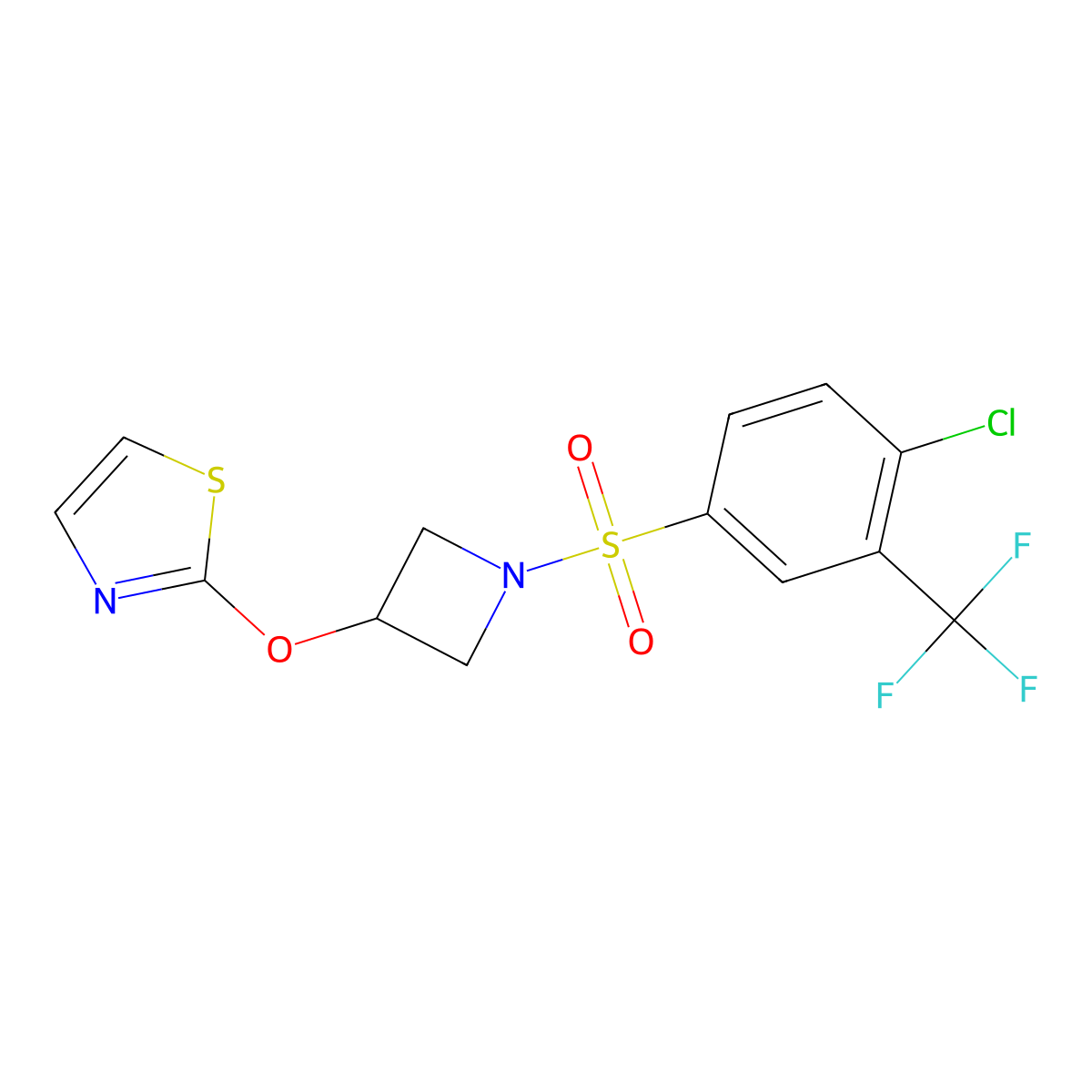 2-((1-((4-Chloro-3-(trifluoromethyl)phenyl)sulfonyl)azetidin-3-yl)oxy)thiazole molecular structure, CAS 1797161-23-9