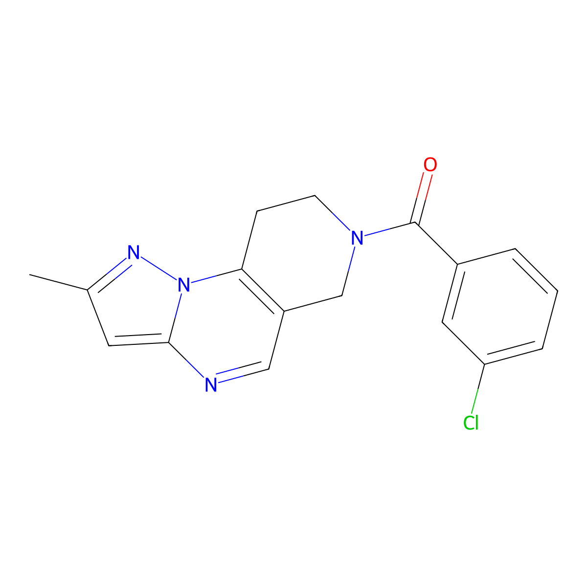 (3-chlorophenyl)(2-methyl-8,9-dihydropyrazolo[1,5-a]pyrido[3,4-e]pyrimidin-7(6H)-yl)methanone molecular structure, CAS 1797161-29-5