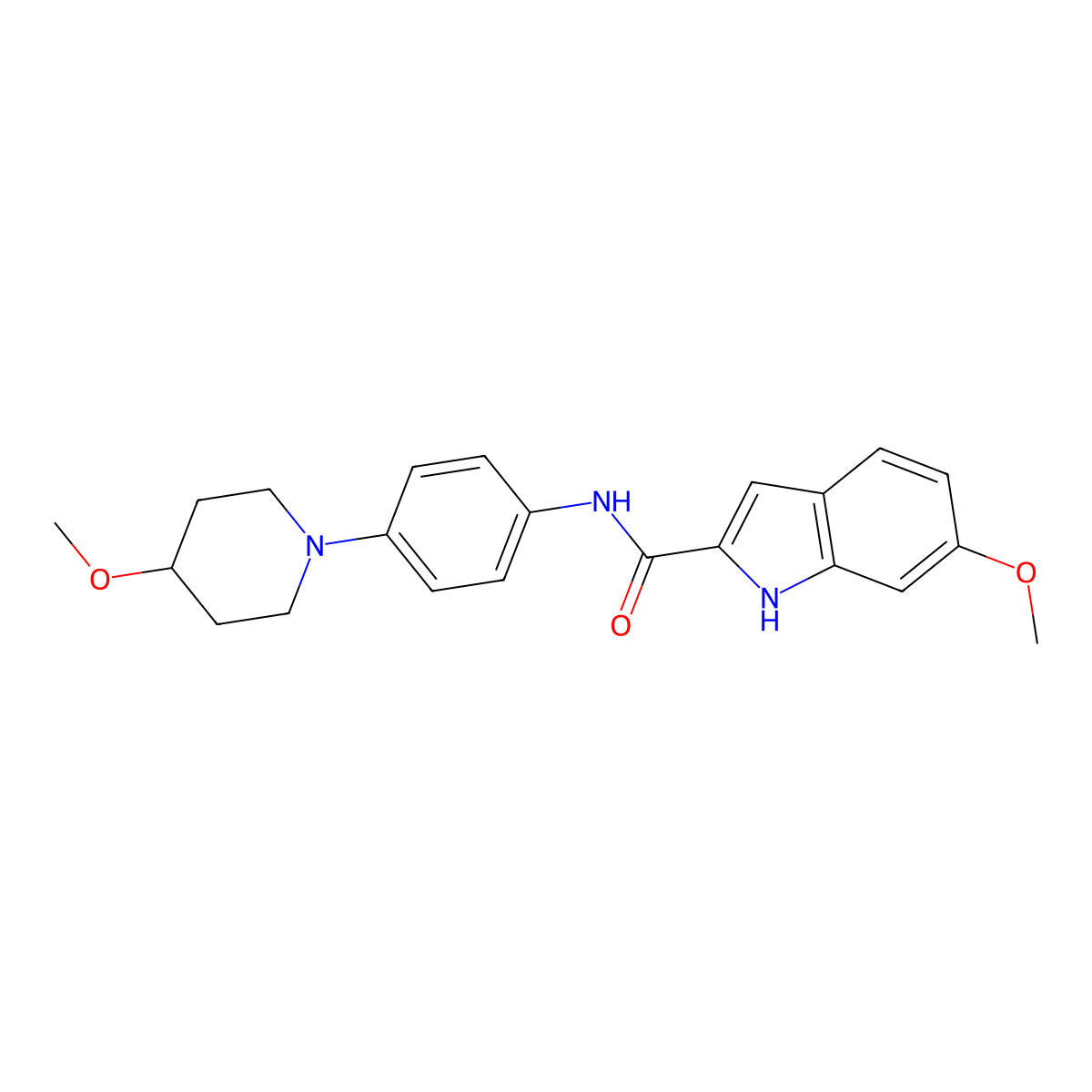 6-Methoxy-N-[4-(4-methoxypiperidin-1-YL)phenyl]-1H-indole-2-carboxamide molecular structure, CAS 1797171-41-5