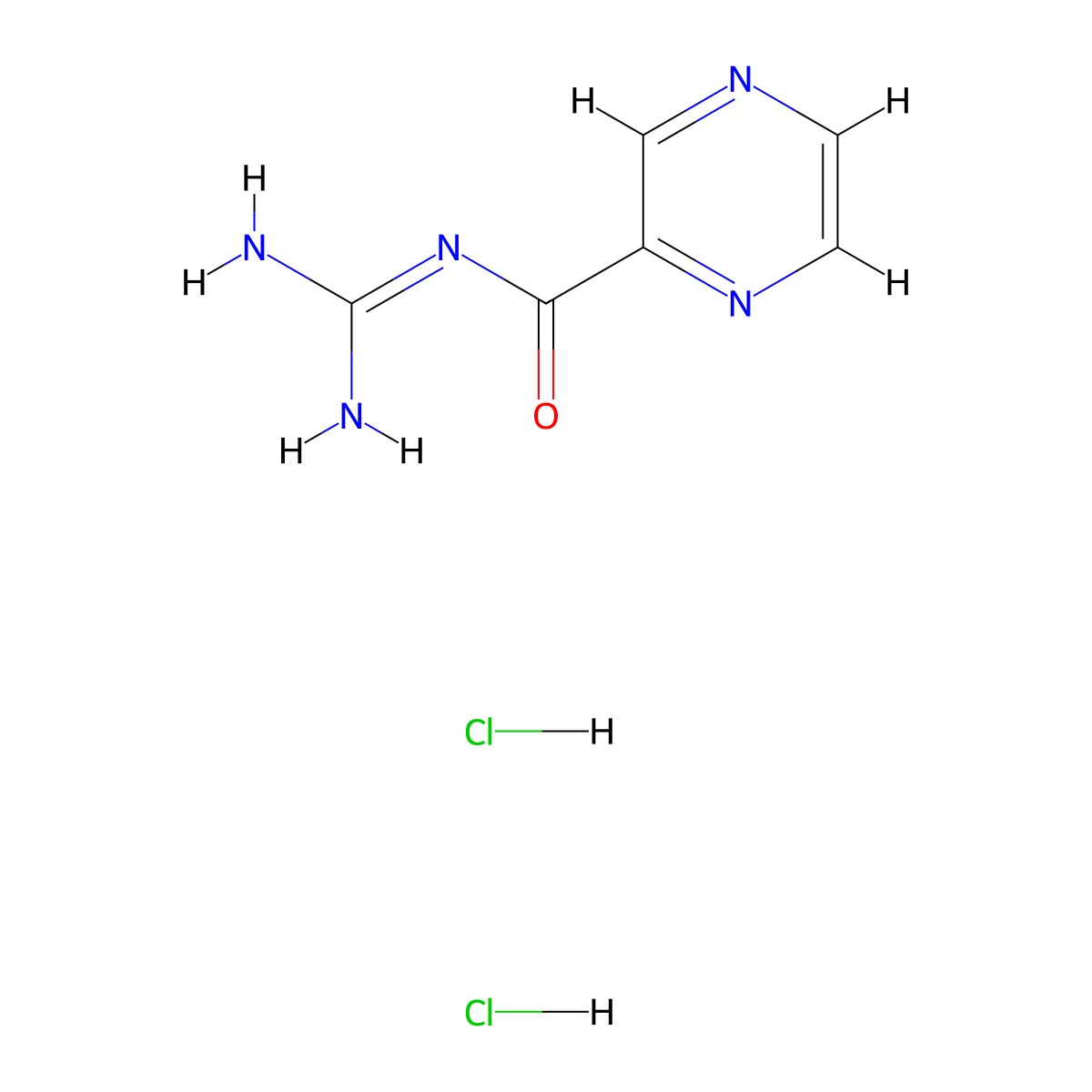 N-carbamimidoylpyrazine-2-carboxamide dihydrochloride molecular structure, CAS 1797171-55-1
