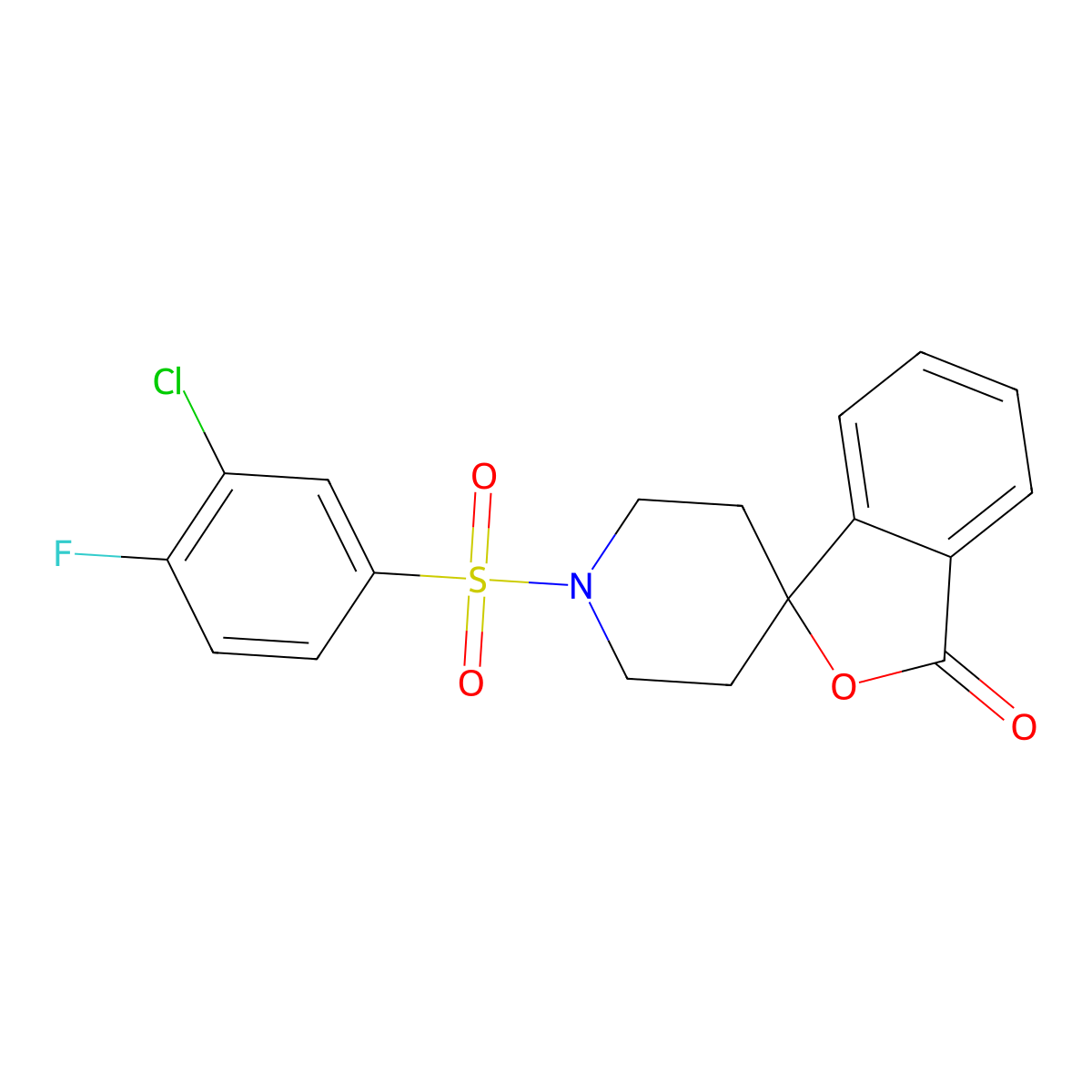 1'-((3-chloro-4-fluorophenyl)sulfonyl)-3H-spiro[isobenzofuran-1,4'-piperidin]-3-one molecular structure, CAS 1797171-77-7