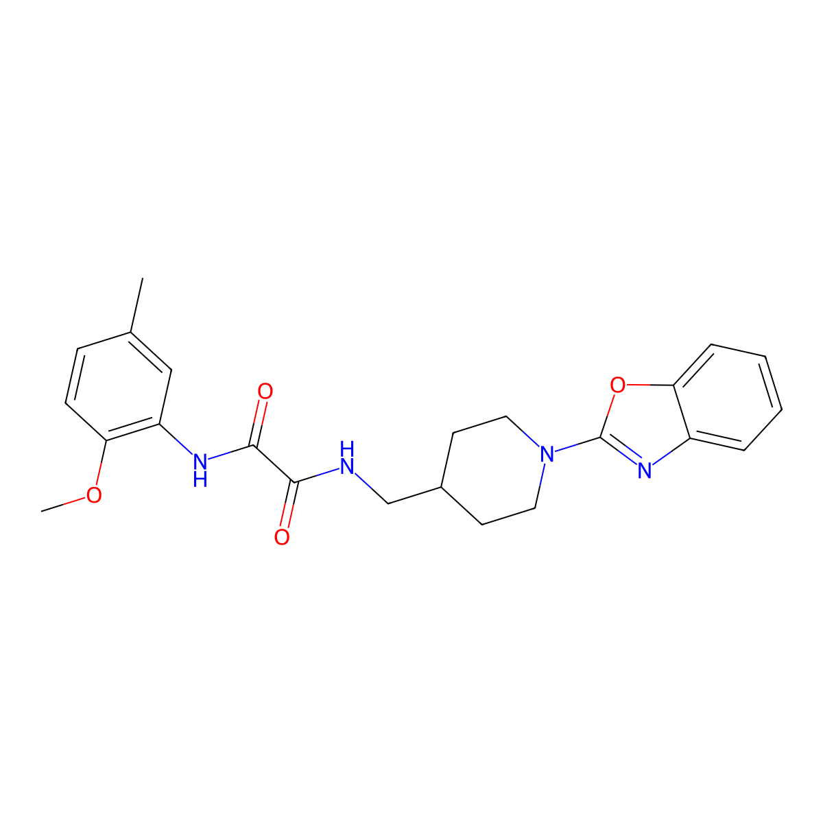 N1-((1-(benzo[d]oxazol-2-yl)piperidin-4-yl)methyl)-N2-(2-methoxy-5-methylphenyl)oxalamide molecular structure, CAS 1797171-82-4