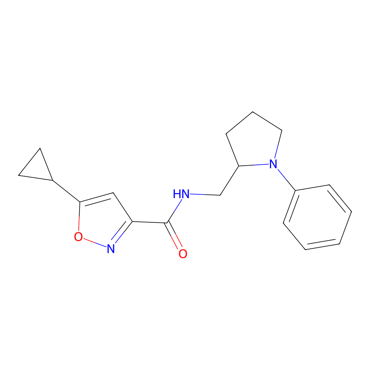 5-cyclopropyl-N-((1-phenylpyrrolidin-2-yl)methyl)isoxazole-3-carboxamide molecular structure, CAS 1797172-07-6