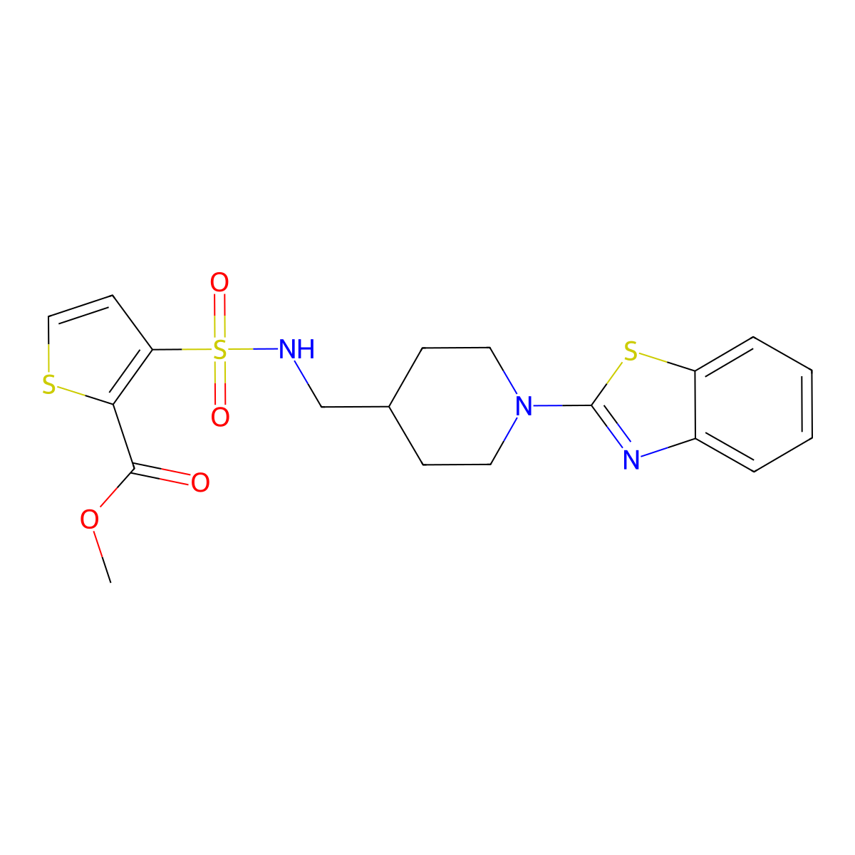 methyl 3-(N-((1-(benzo[d]thiazol-2-yl)piperidin-4-yl)methyl)sulfamoyl)thiophene-2-carboxylate molecular structure, CAS 1797172-08-7