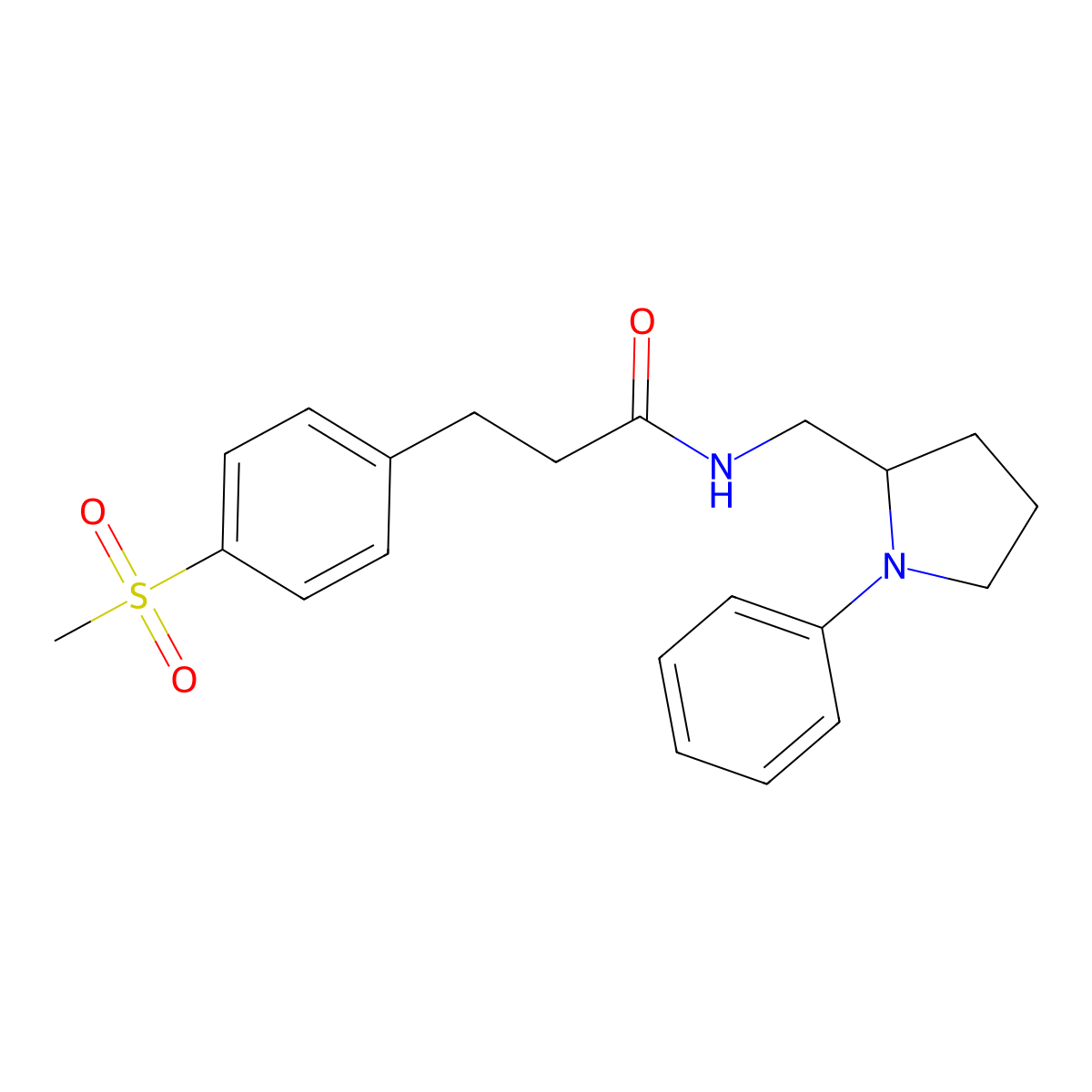 3-(4-(methylsulfonyl)phenyl)-N-((1-phenylpyrrolidin-2-yl)methyl)propanamide molecular structure, CAS 1797172-16-7