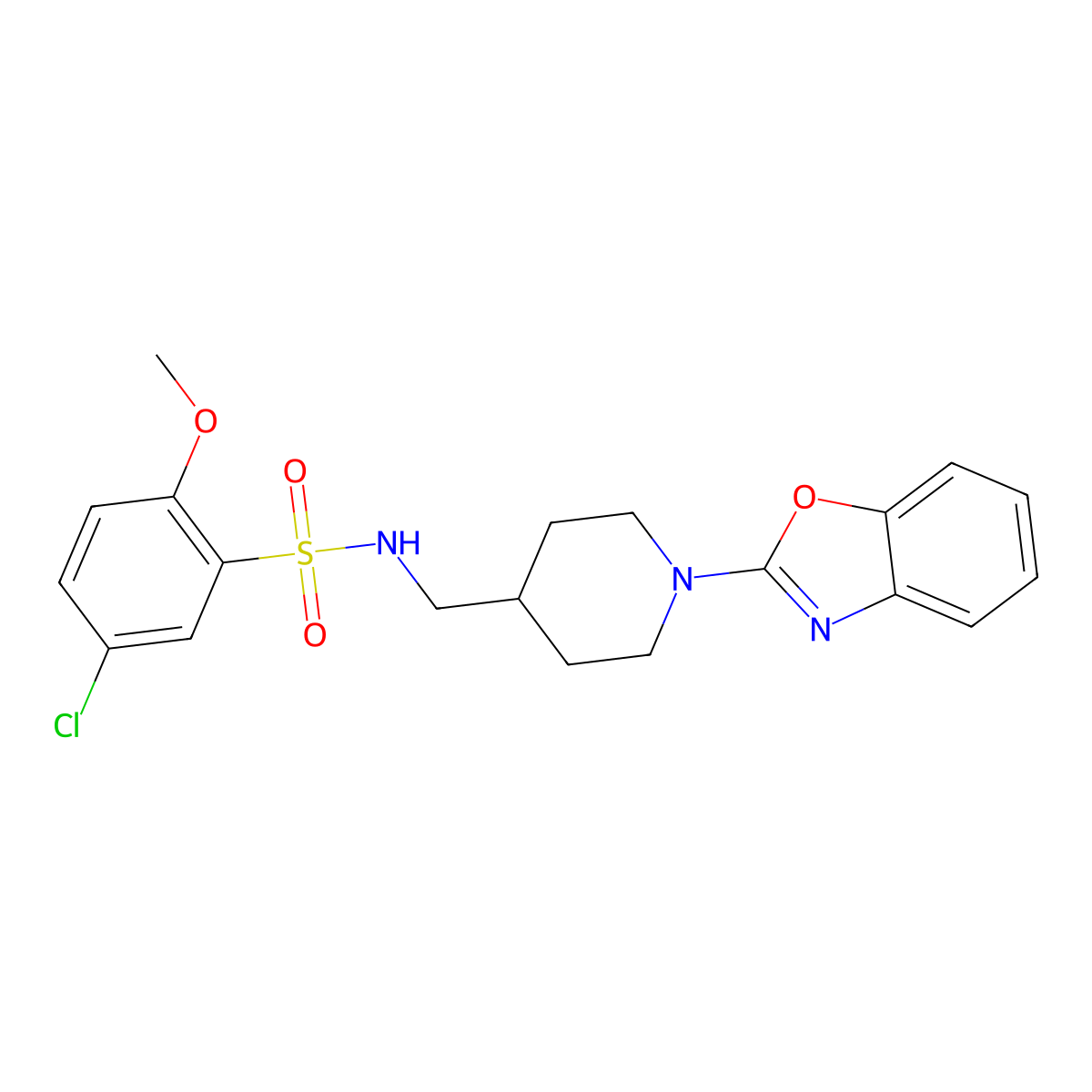 N-((1-(benzo[d]oxazol-2-yl)piperidin-4-yl)methyl)-5-chloro-2-methoxybenzenesulfonamide molecular structure, CAS 1797172-17-8