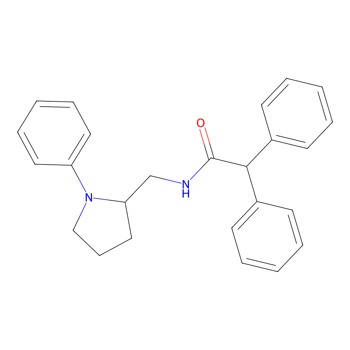 2,2-diphenyl-N-[(1-phenylpyrrolidin-2-yl)methyl]acetamide molecular structure, CAS 1797172-21-4