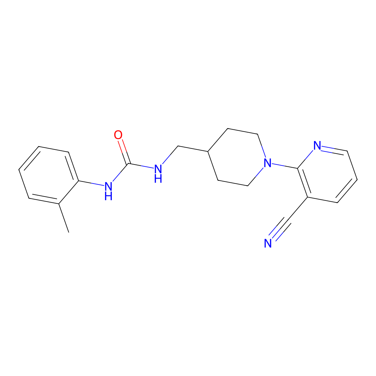 1-((1-(3-Cyanopyridin-2-yl)piperidin-4-yl)methyl)-3-(o-tolyl)urea molecular structure, CAS 1797172-24-7