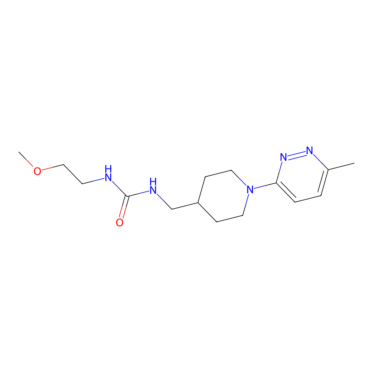 1-(2-Methoxyethyl)-3-((1-(6-methylpyridazin-3-yl)piperidin-4-yl)methyl)urea molecular structure, CAS 1797172-55-4
