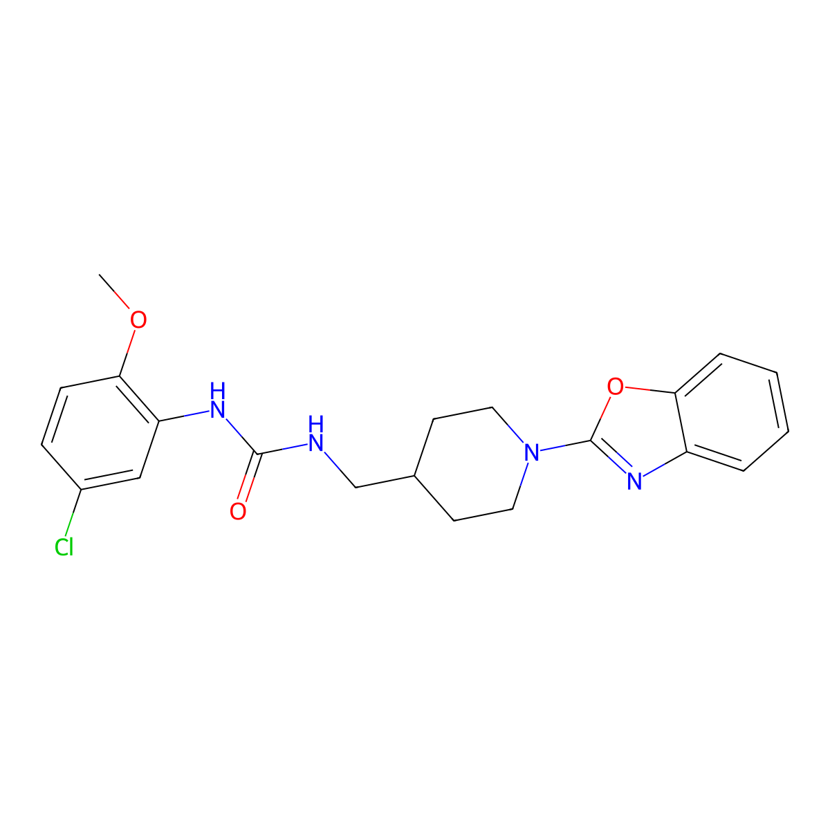 1-((1-(Benzo[d]oxazol-2-yl)piperidin-4-yl)methyl)-3-(5-chloro-2-methoxyphenyl)urea molecular structure, CAS 1797172-74-7