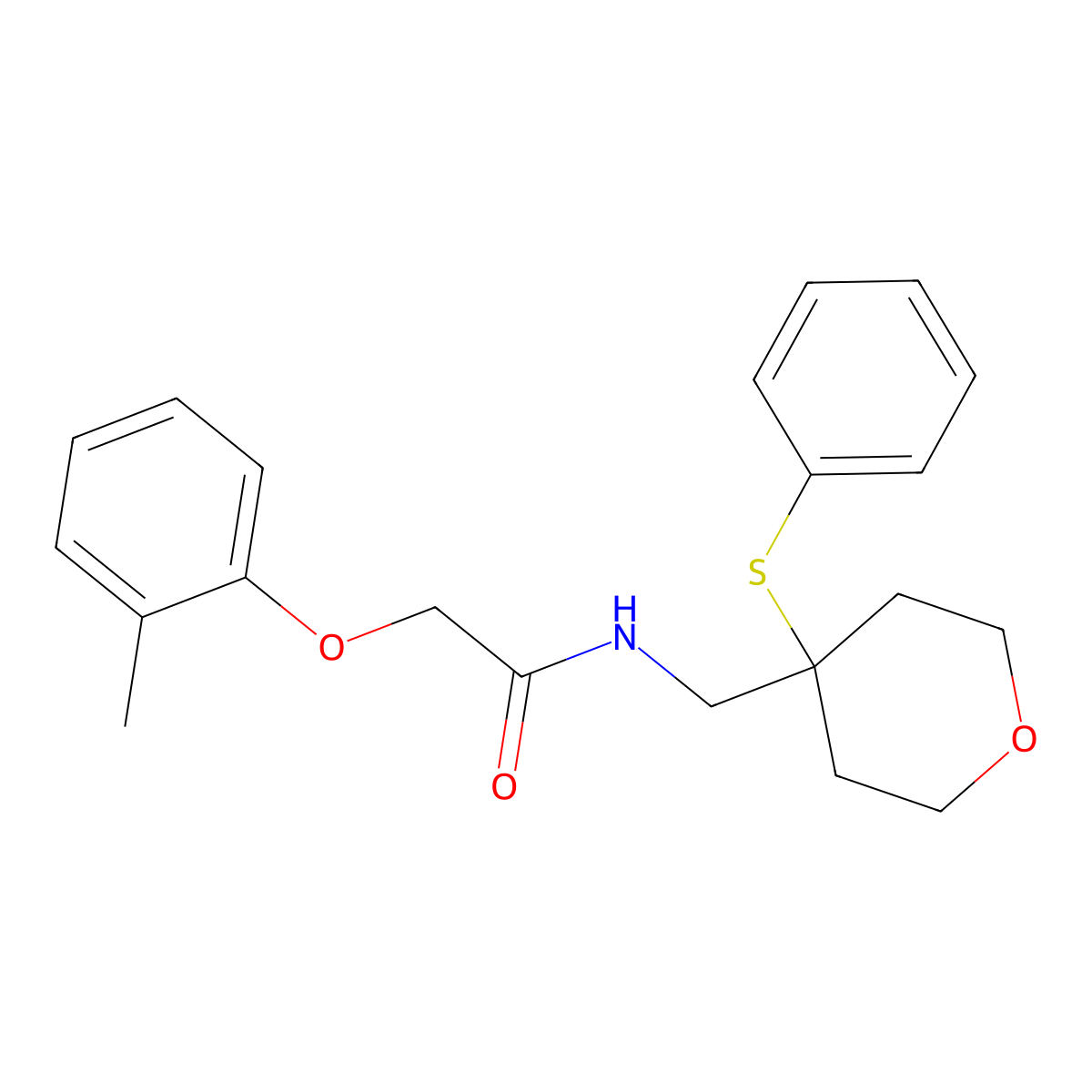 N-((4-(phenylthio)tetrahydro-2H-pyran-4-yl)methyl)-2-(o-tolyloxy)acetamide molecular structure, CAS 1797173-53-5