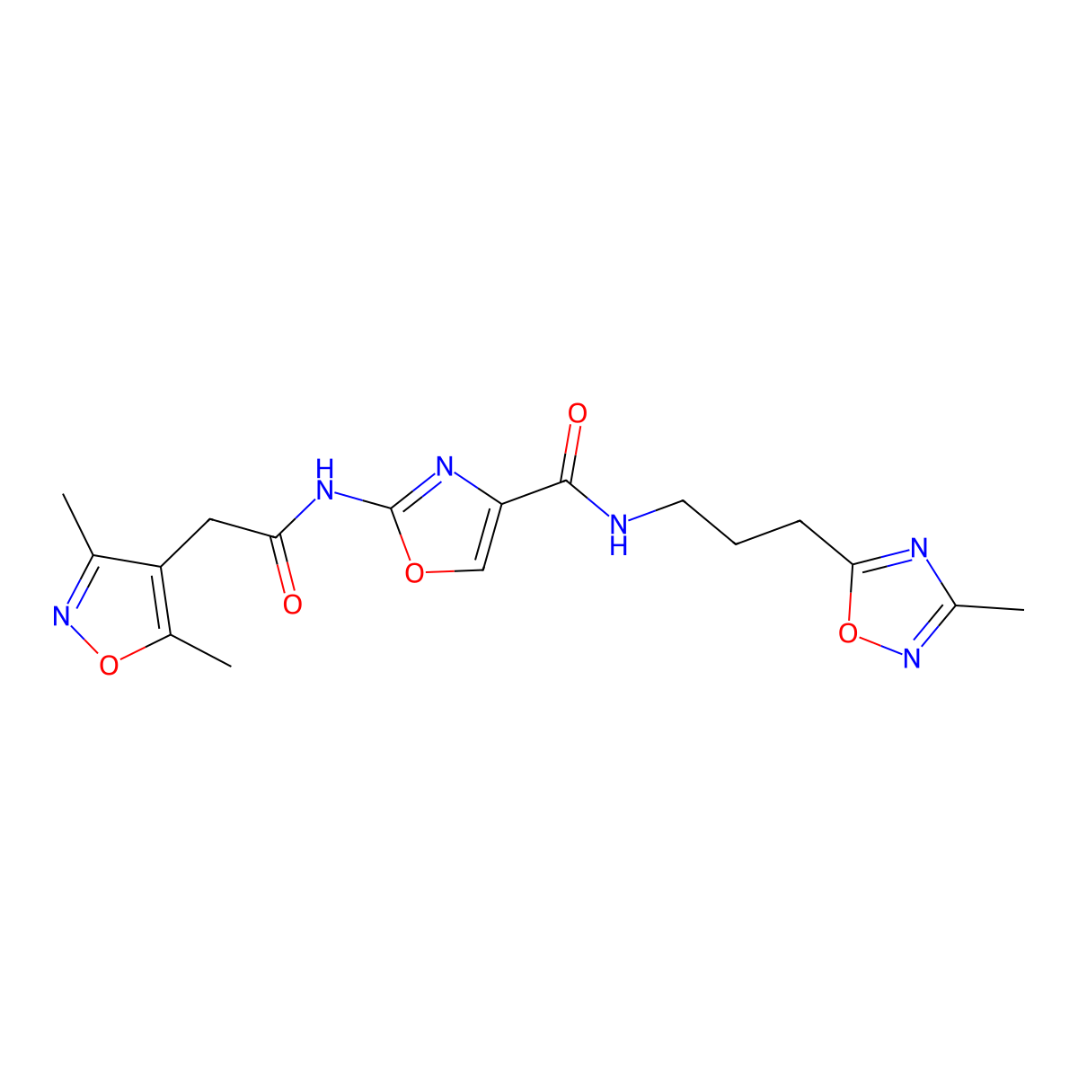 2-[2-(3,5-dimethyl-1,2-oxazol-4-yl)acetamido]-N-[3-(3-methyl-1,2,4-oxadiazol-5-yl)propyl]-1,3-oxazole-4-carboxamide molecular structure, CAS 1797173-93-3