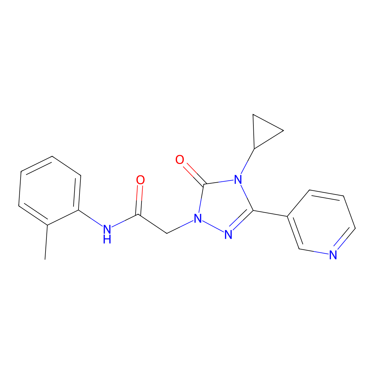 2-[4-cyclopropyl-5-oxo-3-(pyridin-3-yl)-4,5-dihydro-1H-1,2,4-triazol-1-yl]-N-(2-methylphenyl)acetamide molecular structure, CAS 1797174-51-6