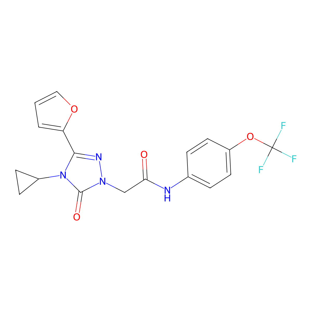 2-[4-cyclopropyl-3-(furan-2-yl)-5-oxo-4,5-dihydro-1H-1,2,4-triazol-1-yl]-N-[4-(trifluoromethoxy)phenyl]acetamide molecular structure, CAS 1797174-80-1