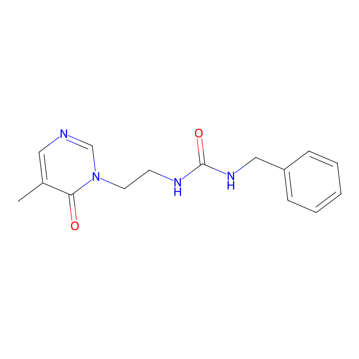 1-benzyl-3-(2-(5-methyl-6-oxopyrimidin-1(6H)-yl)ethyl)urea molecular structure, CAS 1797175-13-3