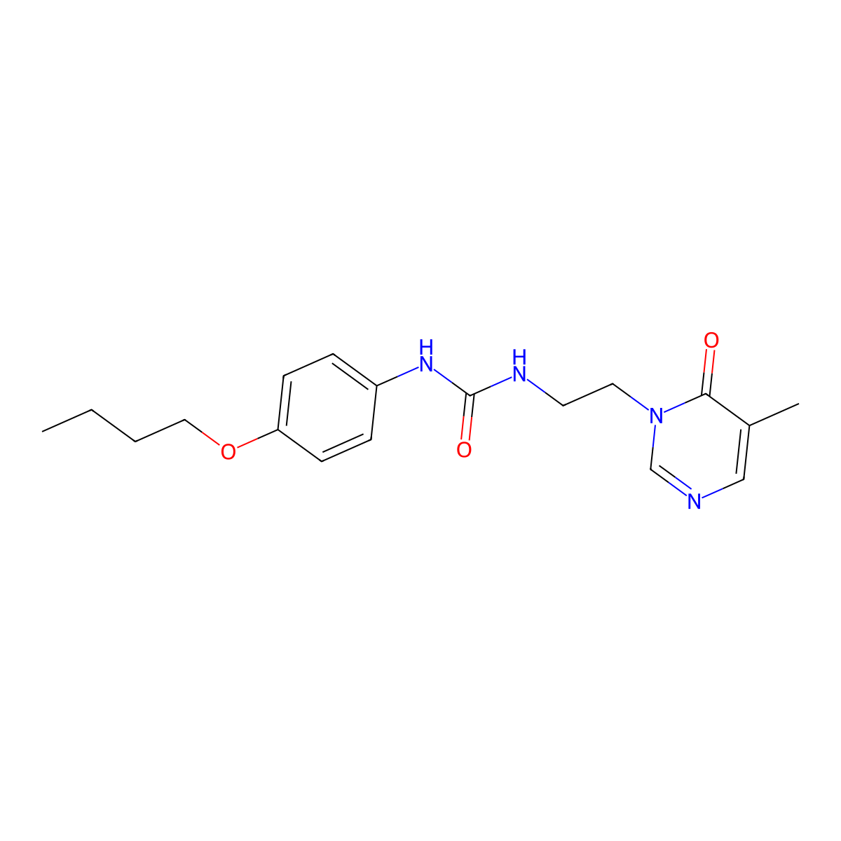 1-(4-butoxyphenyl)-3-(2-(5-methyl-6-oxopyrimidin-1(6H)-yl)ethyl)urea molecular structure, CAS 1797175-20-2