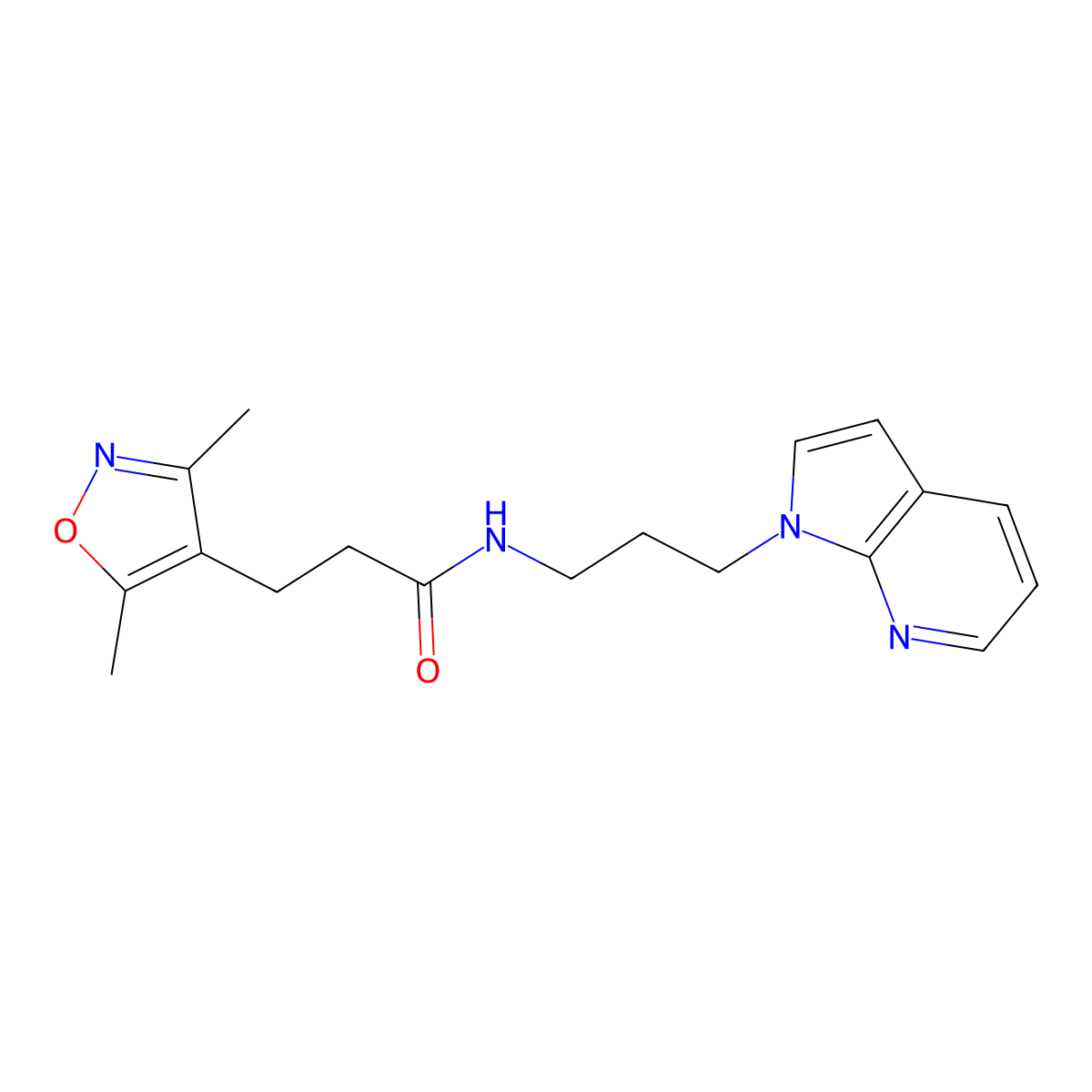 N-(3-(1H-pyrrolo[2,3-b]pyridin-1-yl)propyl)-3-(3,5-dimethylisoxazol-4-yl)propanamide molecular structure, CAS 1797175-50-8