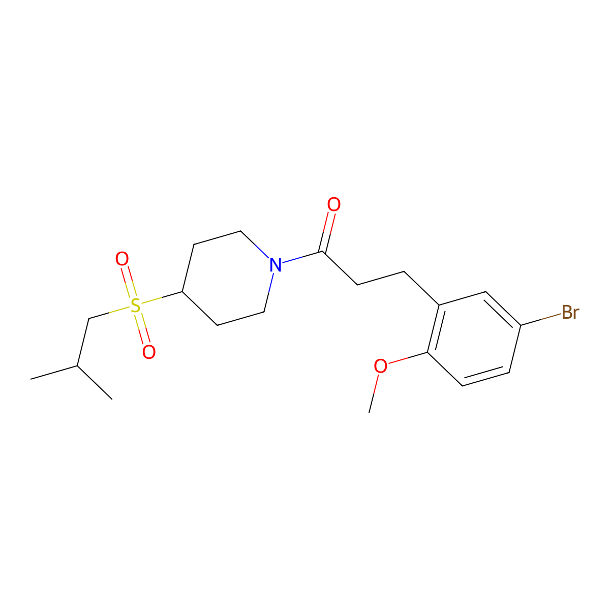 3-(5-Bromo-2-methoxyphenyl)-1-(4-(isobutylsulfonyl)piperidin-1-yl)propan-1-one molecular structure, CAS 1797176-02-3