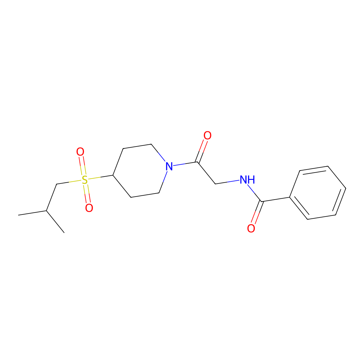 N-(2-(4-(isobutylsulfonyl)piperidin-1-yl)-2-oxoethyl)benzamide molecular structure, CAS 1797176-08-9