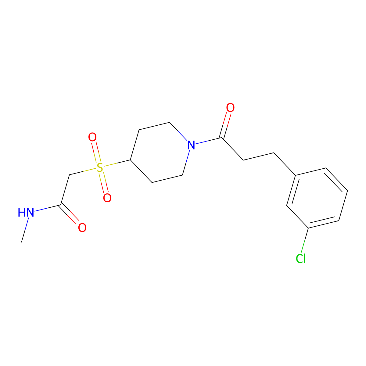 2-({1-[3-(3-chlorophenyl)propanoyl]piperidin-4-yl}sulfonyl)-N-methylacetamide molecular structure, CAS 1797176-48-7
