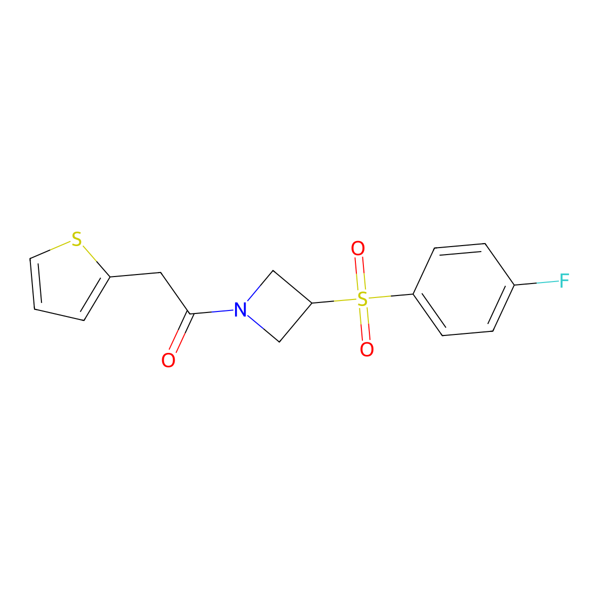 1-(3-((4-Fluorophenyl)sulfonyl)azetidin-1-yl)-2-(thiophen-2-yl)ethanone molecular structure, CAS 1797176-69-2