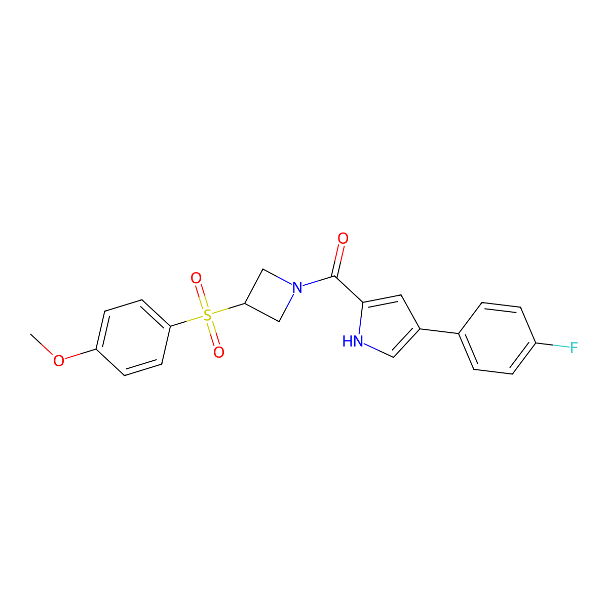 (4-(4-fluorophenyl)-1H-pyrrol-2-yl)(3-((4-methoxyphenyl)sulfonyl)azetidin-1-yl)methanone molecular structure, CAS 1797176-89-6