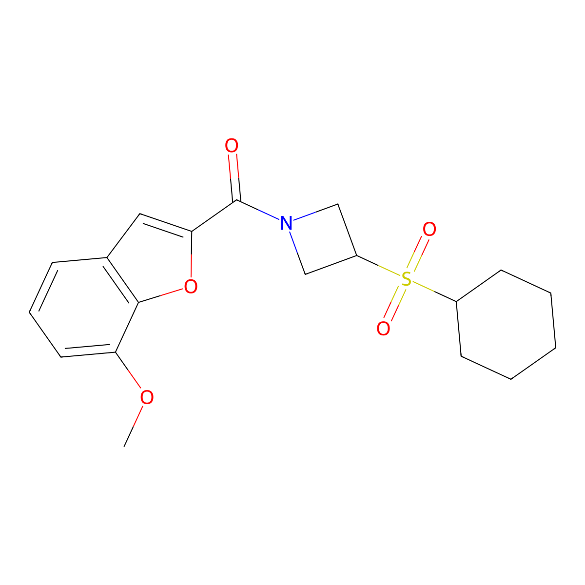 (3-(Cyclohexylsulfonyl)azetidin-1-yl)(7-methoxybenzofuran-2-yl)methanone molecular structure, CAS 1797177-34-4
