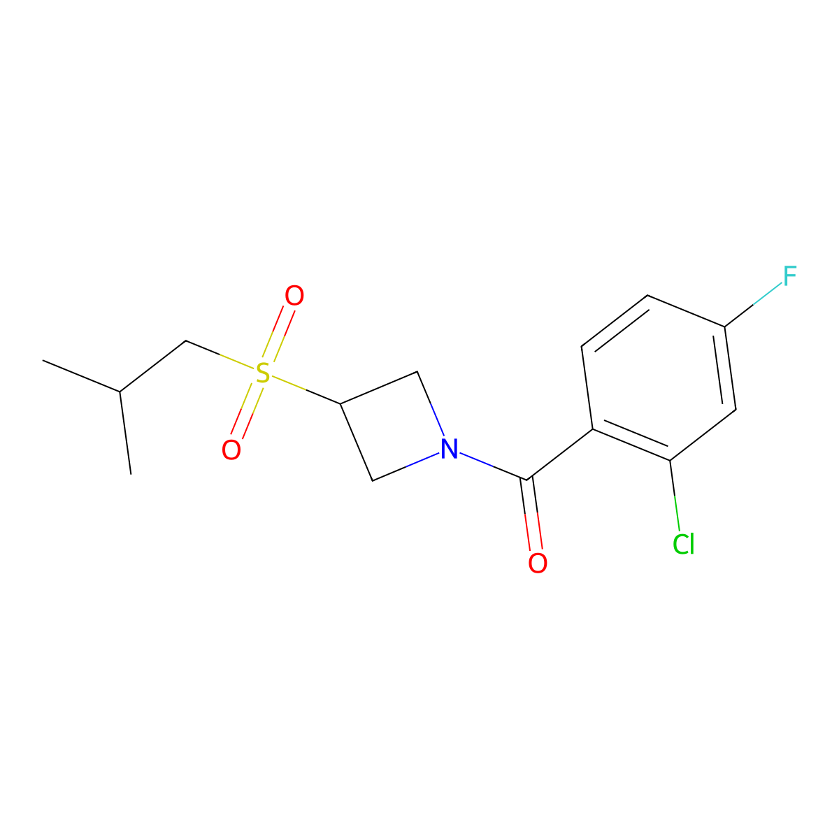 (2-Chloro-4-fluorophenyl)(3-(isobutylsulfonyl)azetidin-1-yl)methanone molecular structure, CAS 1797177-55-9