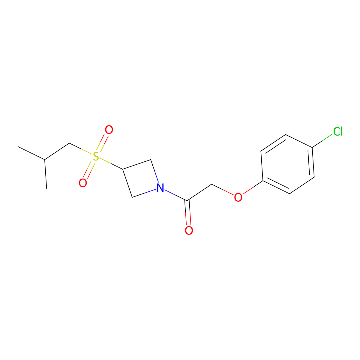 2-(4-Chlorophenoxy)-1-(3-(isobutylsulfonyl)azetidin-1-yl)ethanone molecular structure, CAS 1797177-61-7