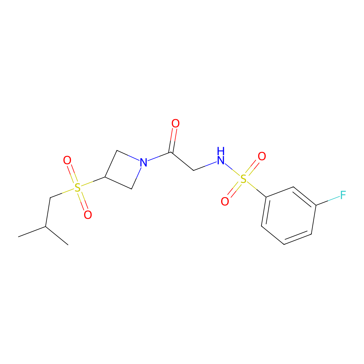 3-fluoro-N-(2-(3-(isobutylsulfonyl)azetidin-1-yl)-2-oxoethyl)benzenesulfonamide molecular structure, CAS 1797177-66-2