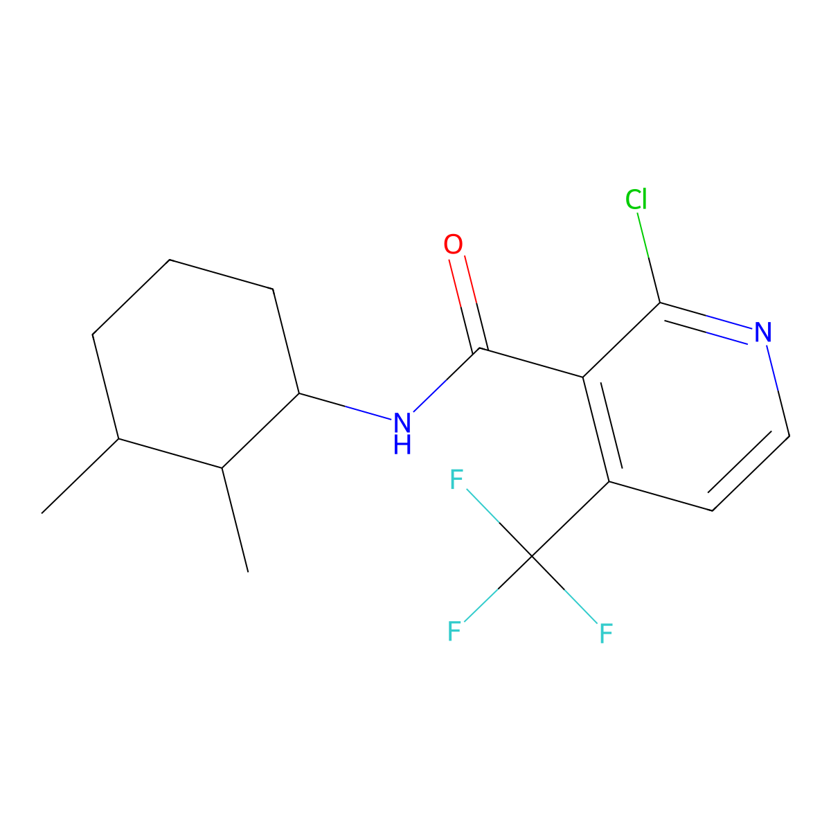 2-chloro-N-(2,3-dimethylcyclohexyl)-4-(trifluoromethyl)pyridine-3-carboxamide molecular structure, CAS 1797177-71-9