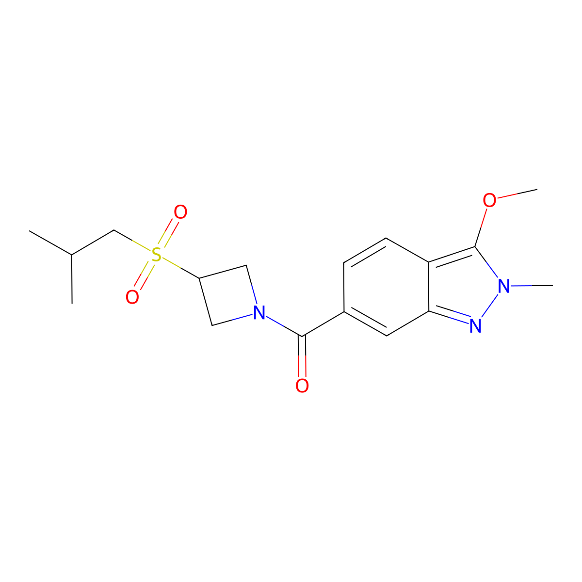 (3-(isobutylsulfonyl)azetidin-1-yl)(3-methoxy-2-methyl-2H-indazol-6-yl)methanone molecular structure, CAS 1797177-75-3