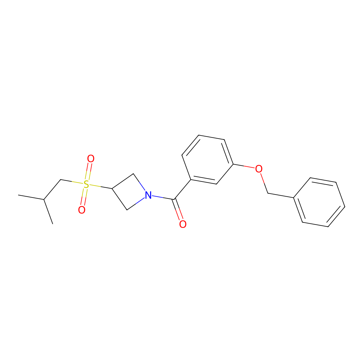 (3-(Benzyloxy)phenyl)(3-(isobutylsulfonyl)azetidin-1-yl)methanone molecular structure, CAS 1797177-81-1