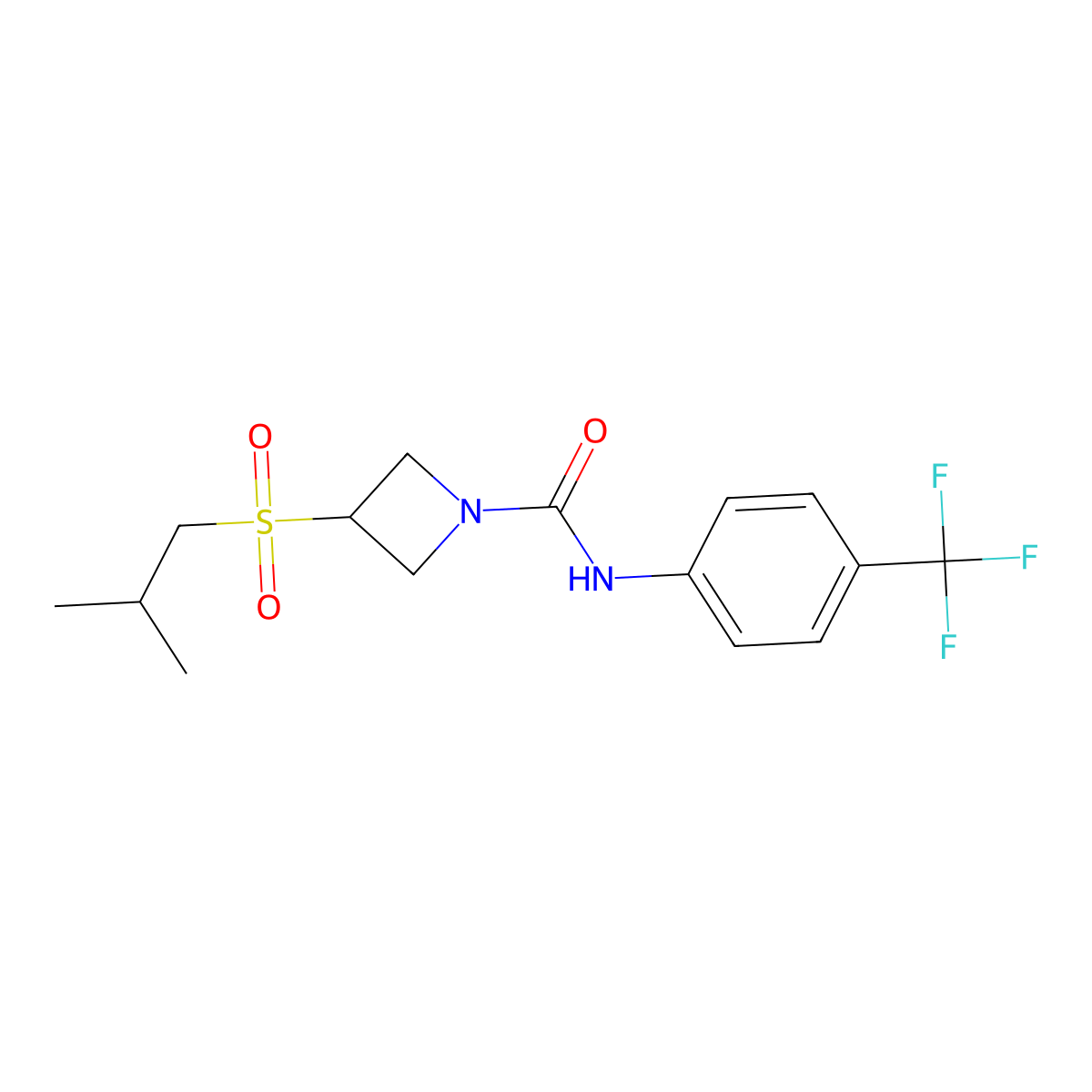 3-(isobutylsulfonyl)-N-(4-(trifluoromethyl)phenyl)azetidine-1-carboxamide molecular structure, CAS 1797177-88-8