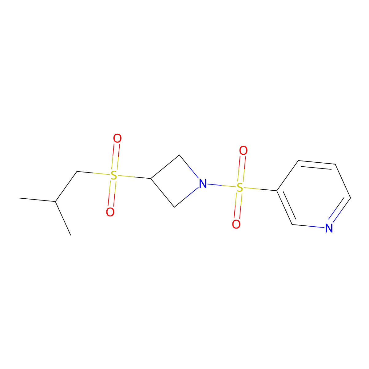 3-((3-(Isobutylsulfonyl)azetidin-1-yl)sulfonyl)pyridine molecular structure, CAS 1797178-00-7