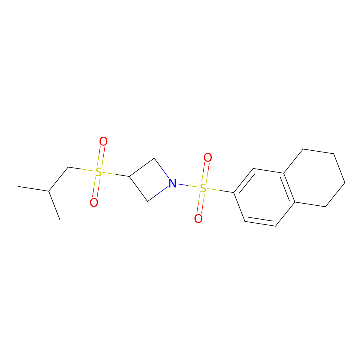 3-(Isobutylsulfonyl)-1-((5,6,7,8-tetrahydronaphthalen-2-yl)sulfonyl)azetidine molecular structure, CAS 1797178-03-0