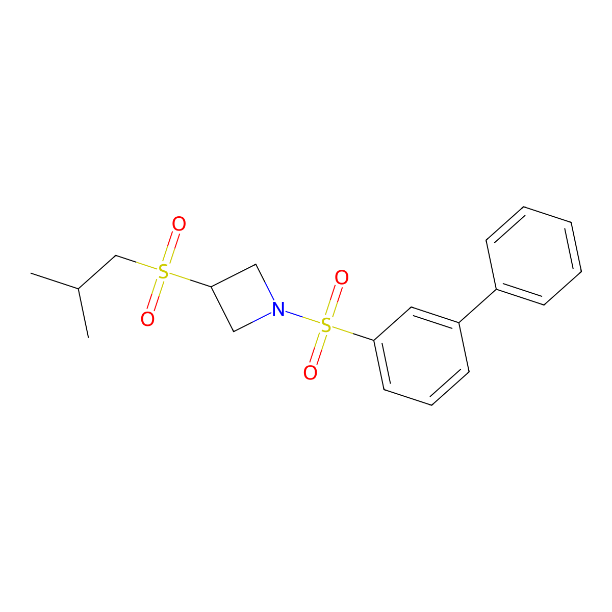 1-([1,1'-Biphenyl]-3-ylsulfonyl)-3-(isobutylsulfonyl)azetidine molecular structure, CAS 1797178-10-9