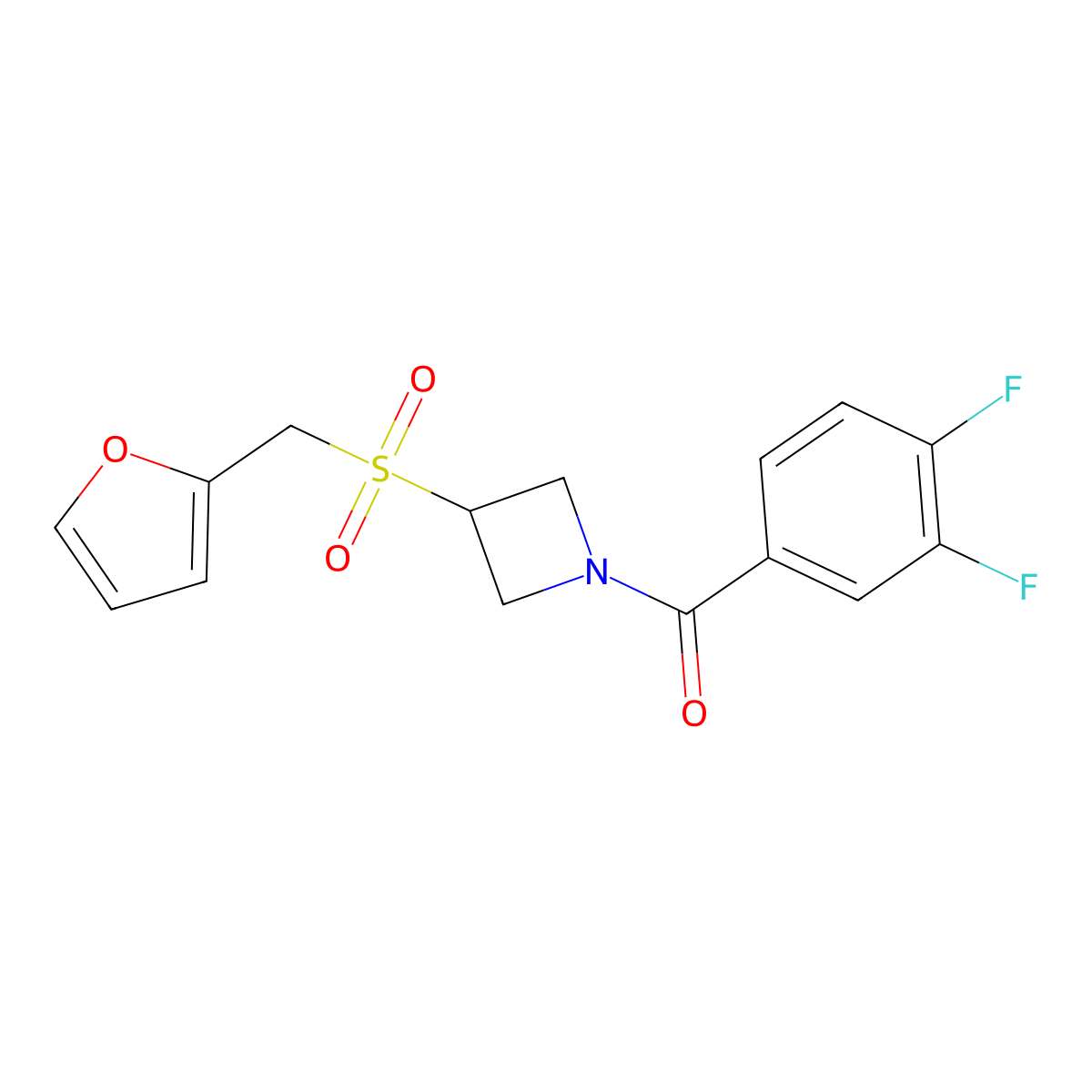 (3,4-Difluorophenyl)(3-((furan-2-ylmethyl)sulfonyl)azetidin-1-yl)methanone molecular structure, CAS 1797178-17-6