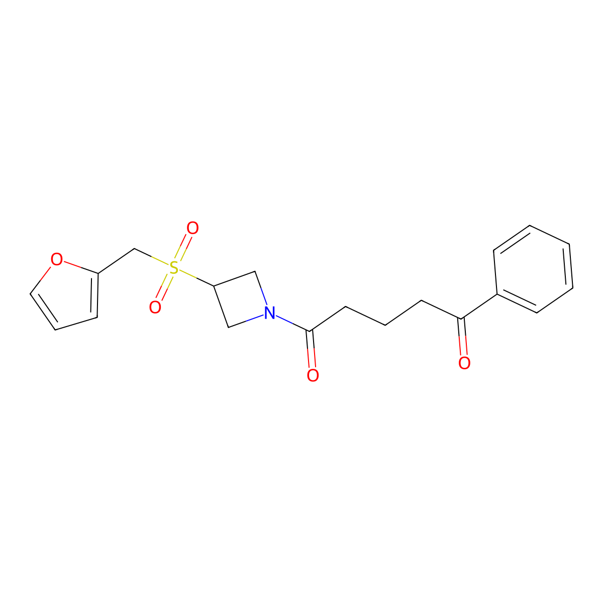 1-(3-((Furan-2-ylmethyl)sulfonyl)azetidin-1-yl)-5-phenylpentane-1,5-dione molecular structure, CAS 1797178-34-7