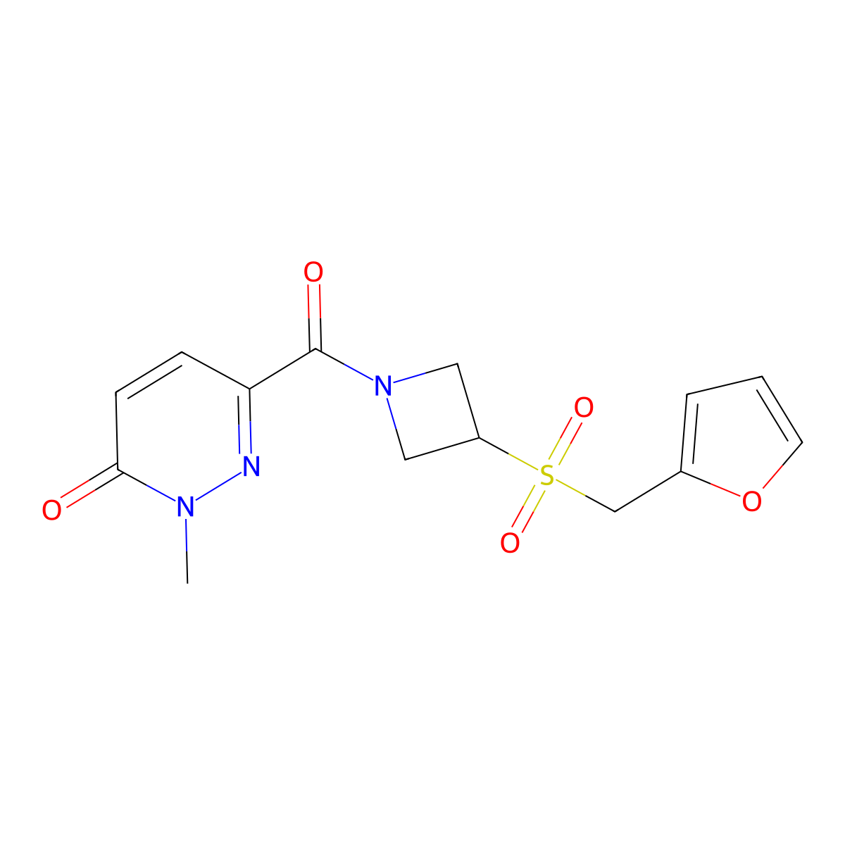 6-(3-((furan-2-ylmethyl)sulfonyl)azetidine-1-carbonyl)-2-methylpyridazin-3(2H)-one molecular structure, CAS 1797178-38-1