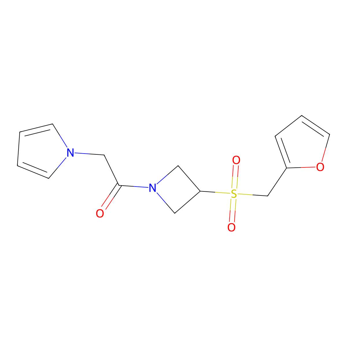 1-(3-((furan-2-ylmethyl)sulfonyl)azetidin-1-yl)-2-(1H-pyrrol-1-yl)ethanone molecular structure, CAS 1797178-46-1
