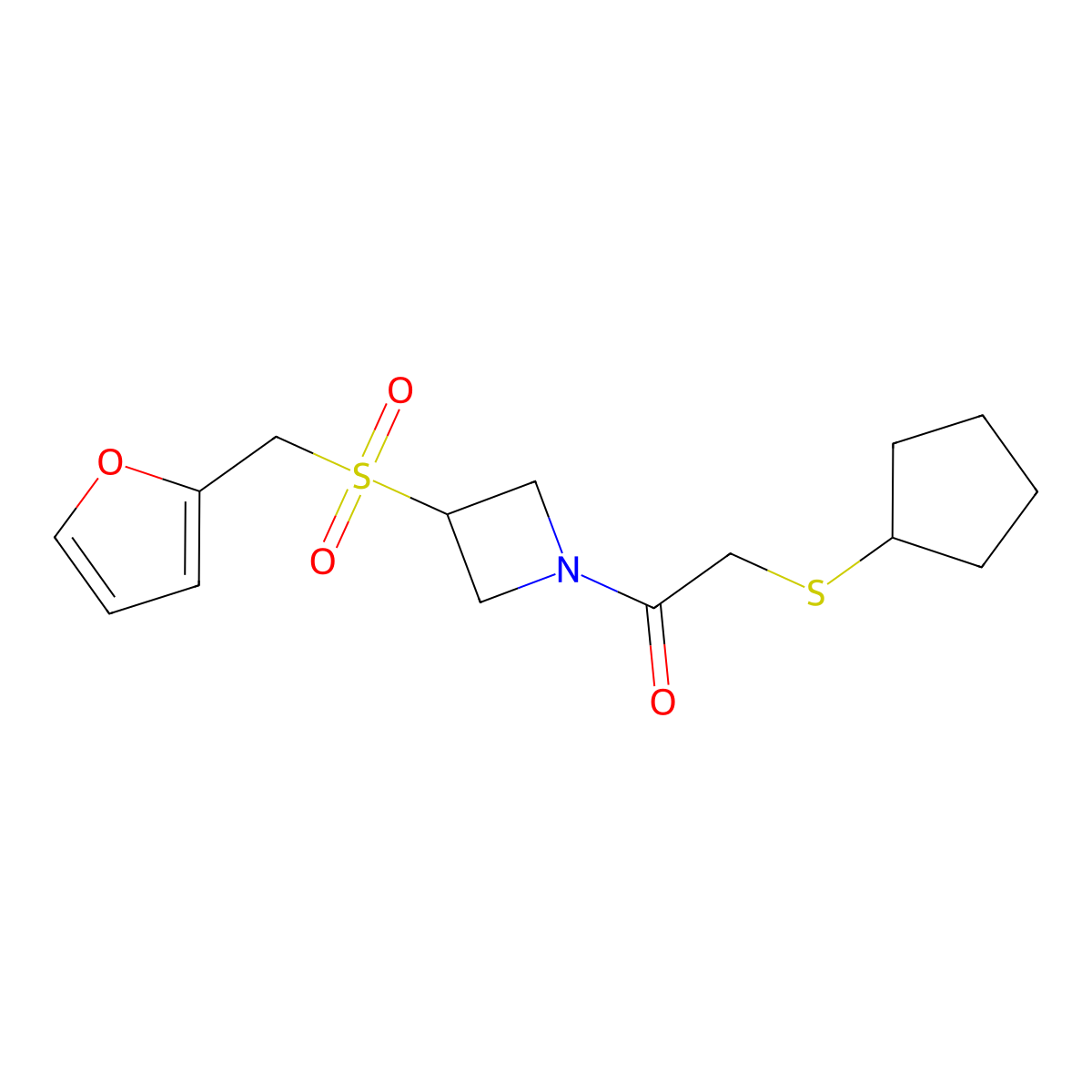 2-(Cyclopentylthio)-1-(3-((furan-2-ylmethyl)sulfonyl)azetidin-1-yl)ethanone molecular structure, CAS 1797178-54-1
