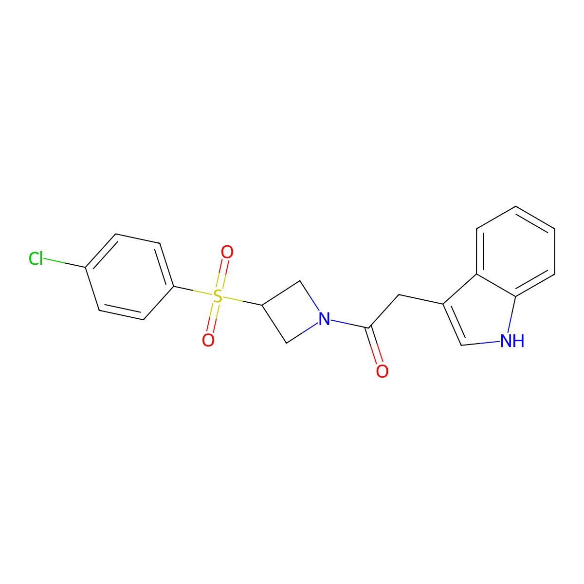 1-(3-((4-chlorophenyl)sulfonyl)azetidin-1-yl)-2-(1H-indol-3-yl)ethanone molecular structure, CAS 1797178-83-6