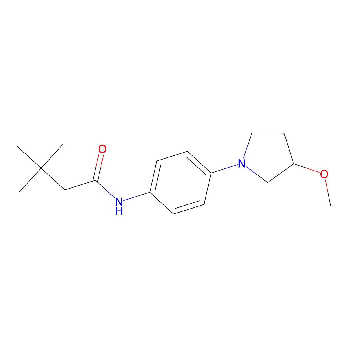 N-(4-(3-methoxypyrrolidin-1-yl)phenyl)-3,3-dimethylbutanamide molecular structure, CAS 1797178-93-8