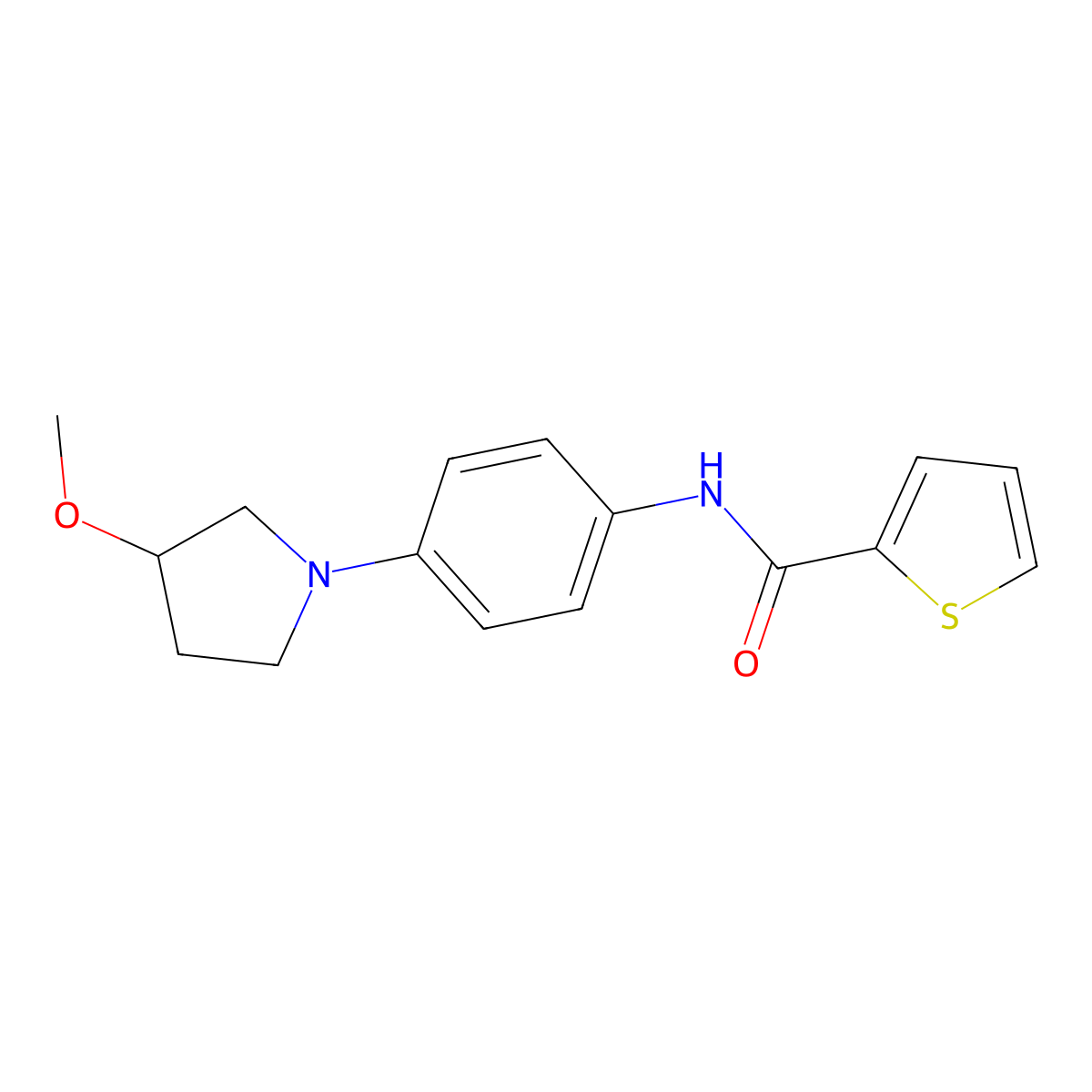 N-(4-(3-methoxypyrrolidin-1-yl)phenyl)thiophene-2-carboxamide molecular structure, CAS 1797179-45-3
